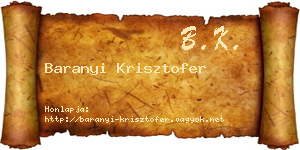 Baranyi Krisztofer névjegykártya